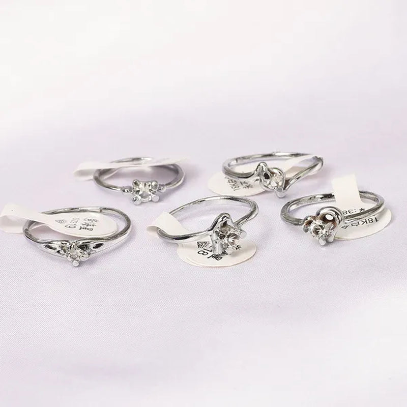 10Pcs/Lot Mixed Cubic Zirconia Women'S Silver Plated Rings Wholesale Lots Bulk Job Resale Fashion Jewelry Party Wedding Xmas Gift