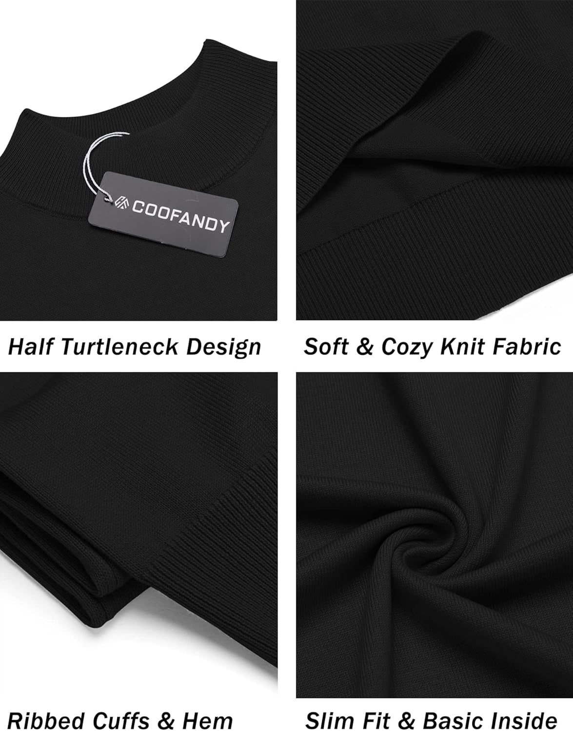 Mens Mock Turtleneck Sweater Short Sleeve Casual Dress Sweater Slim Fit Pullover Basic Knit Tee