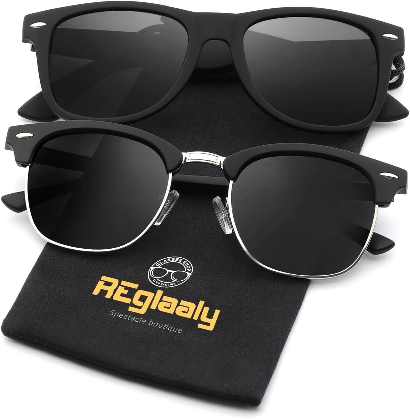 Sunglasses Men and Womens, Polarized Sunglasses for Men with UV Blocking Semi-Rimless Frame for Driving & Hiking