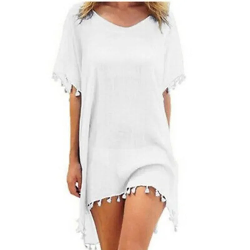 Women Beachwear Swimwear Bikini Beach Wear Cover up Tassel Ladies Summer Dress