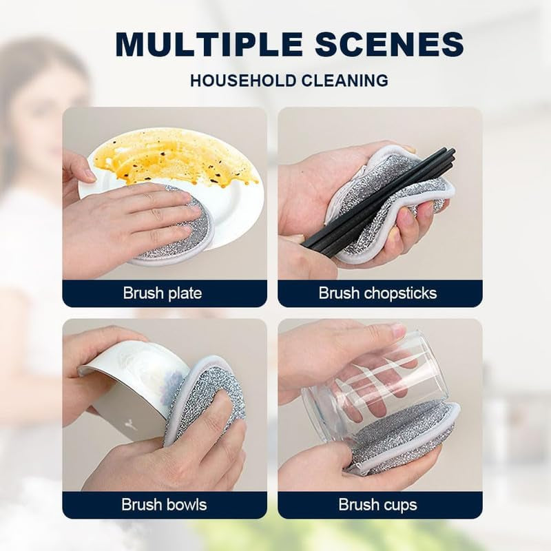2025 New Multifuctional Wire Dishwashing Rags for Wet and Dry, round Multipurpose Double Layer Non Scratch Wire Dishcloth Cleaning Washing Cloth for Kitchen Sinks Household Supplies (3 Pack)