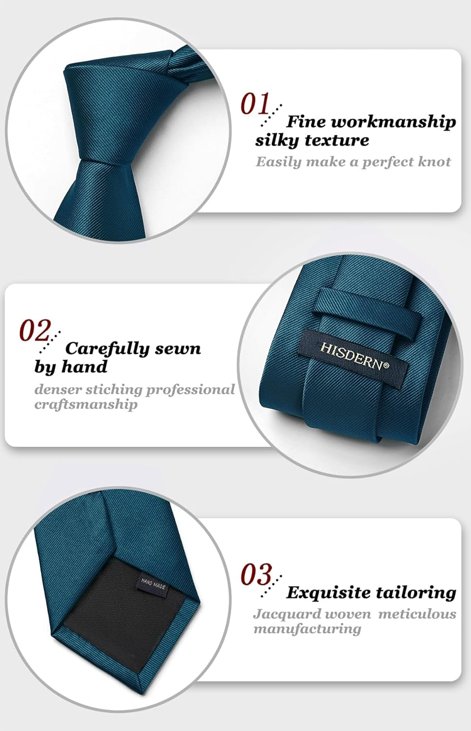 Mens Ties Solid Color Ties for Men Formal Necktie with Pocket Square Set Satin Silk Neck Tie Handkerchiefs Set
