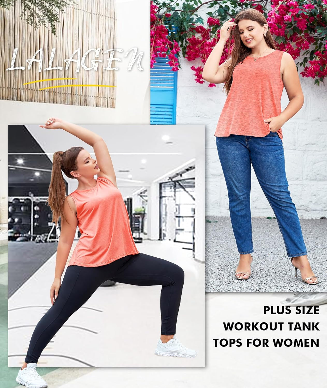 plus Size Womens Workout Tank Tops Sleeveless Flowy Yoga Athletic Running Shirts