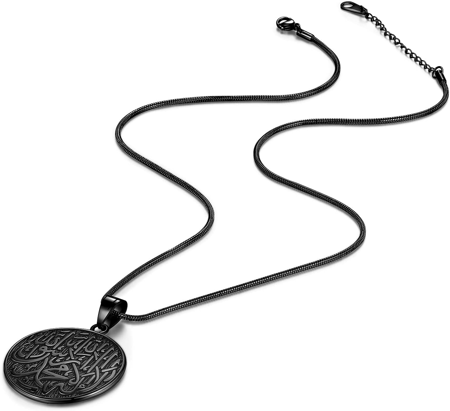 Men Islamic Pendant Necklace - Muslim Allah Necklace Allah Necklace Mens Muslim Islam Pendant 316L Stainless Steel Islamic Arabic Gift Black Gun/18K Gold Plated Islam Jewelry SP0049