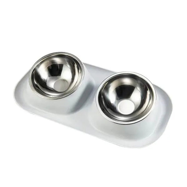 Double Dog Bowls Pet Cat Feeding Stainless Steel Water Food Bowls Feeder Tilted Elevated Cat Bowl Dispenser Pet Accessories