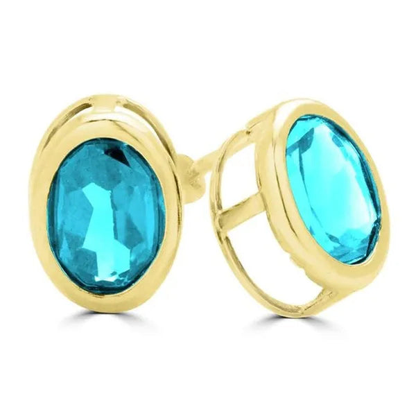 Majesty Diamonds MDR170010 1.87 CTW Oval Blue Topaz Stud Earrings in 14K