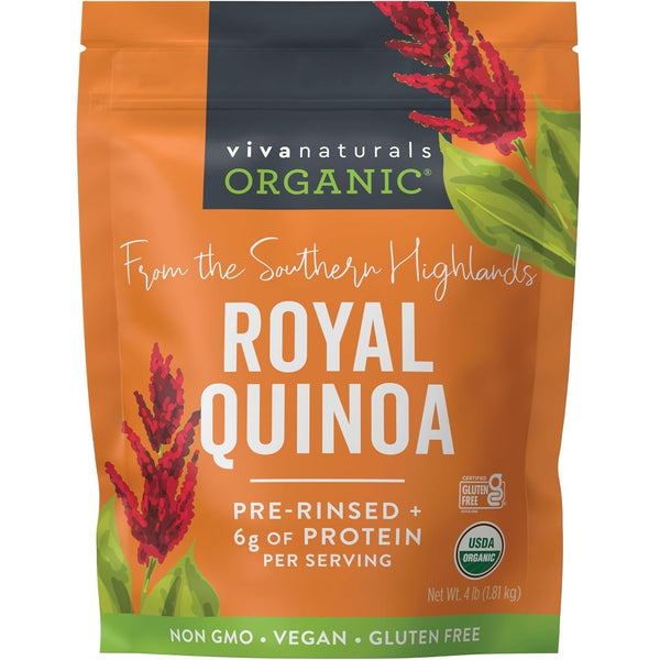 Organic Quinoa, 4 Lb - Plant Based Protein, Fiber and Iron - Pre-Washed Whole Grain Rice and Pasta Substitute for Quinoa Salad - USDA Organic, Gluten Free, Vegan, Non-Gmo and Kosher