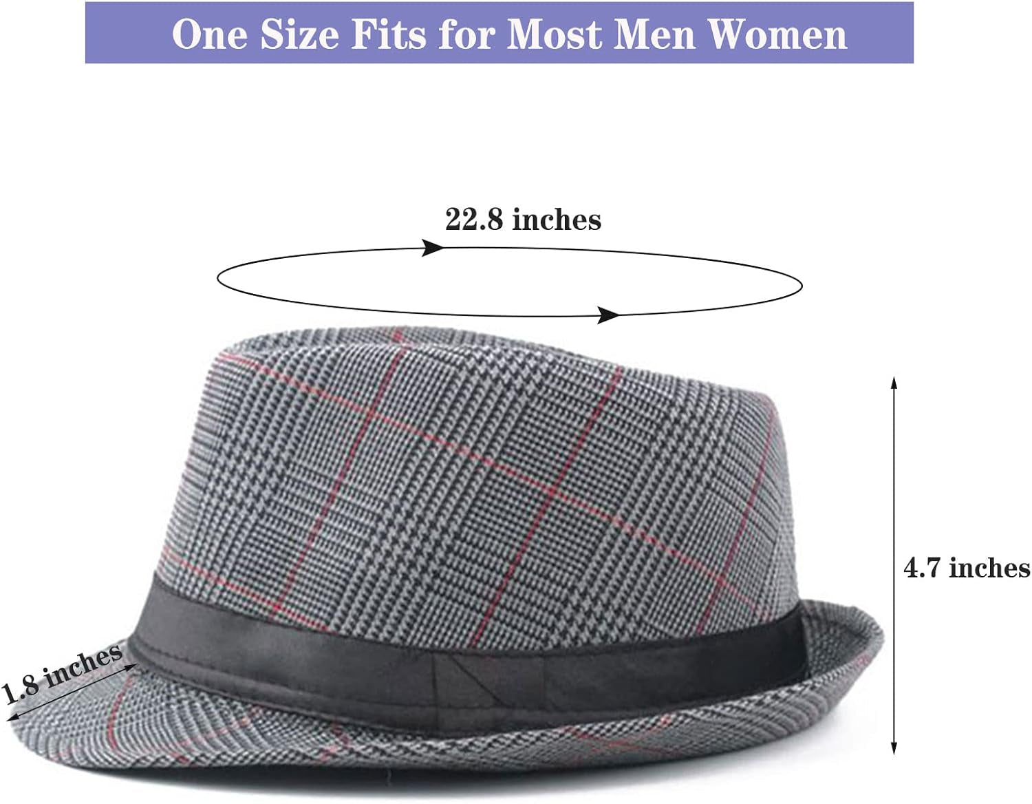 5 Pack Short Brim Fedora Classic Summer Beach Sun Hat Panama Cap for Men Women