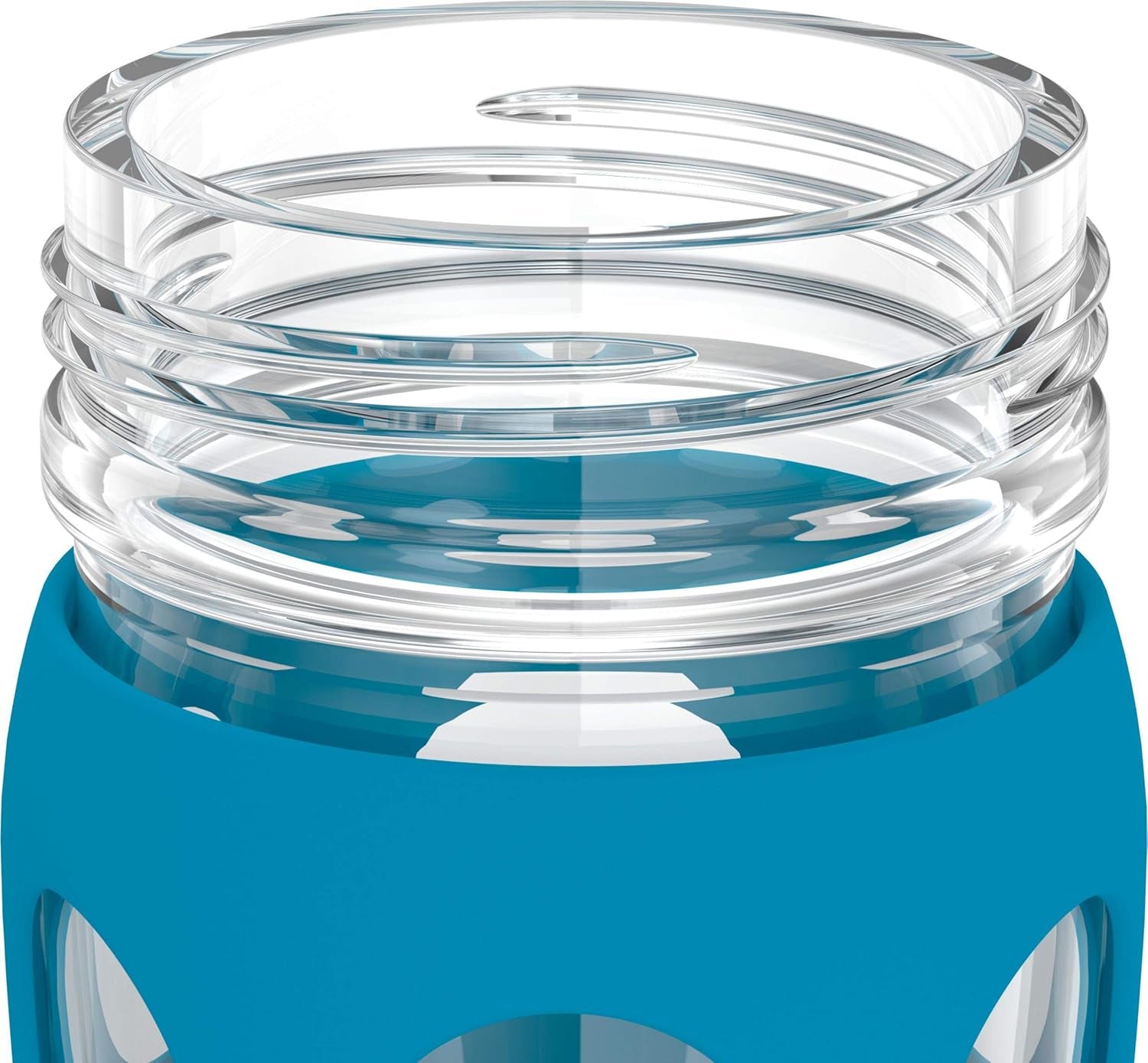 16-Ounce Bpa-Free Glass Water Bottle with Classic Cap and Protective Silicone Sleeve, Teal Lake