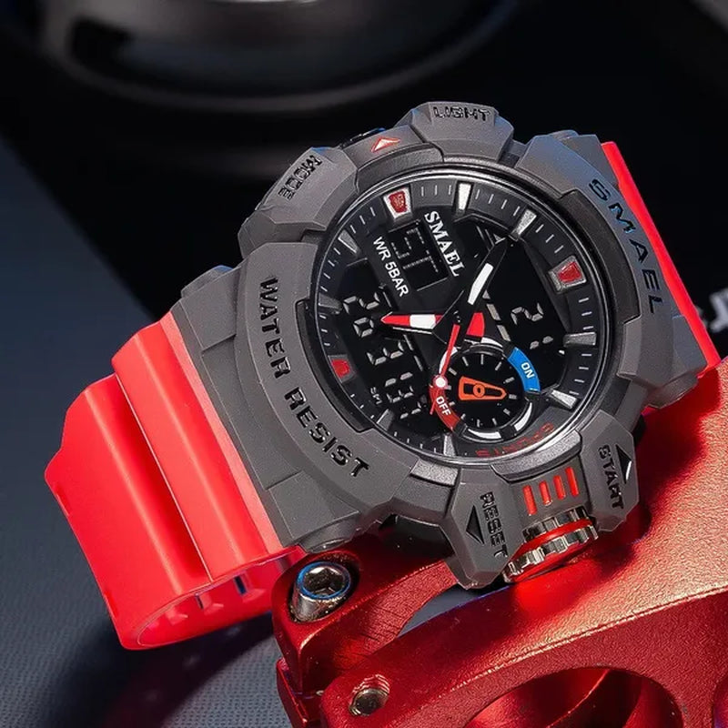 SMAEL Fashion Men Sport Watch Military Watches LED Light Quartz Clock Male Waterproof Wristwatch Stopwatch Big Dial Clock