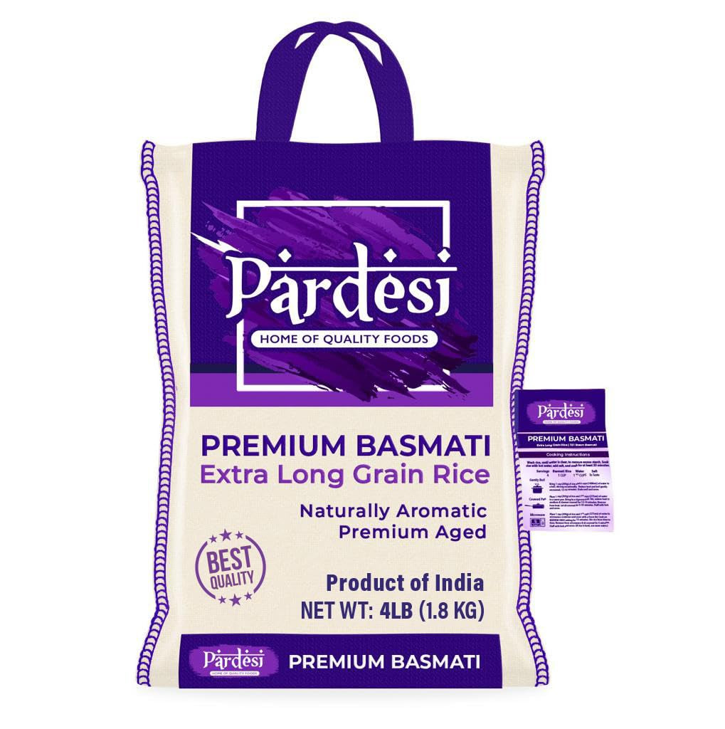 Premium Extra Long Grain Basmati Rice 4LB - Aromatic Taste - Conveinet Packaging