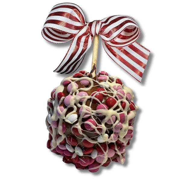 Gourmet Jumbo Caramel Apple | Caramel, Pink, Red & White Candy Buttons & White Chocolate | Handmade & Freshly Prepared (Candy Buttons White Chocolate)