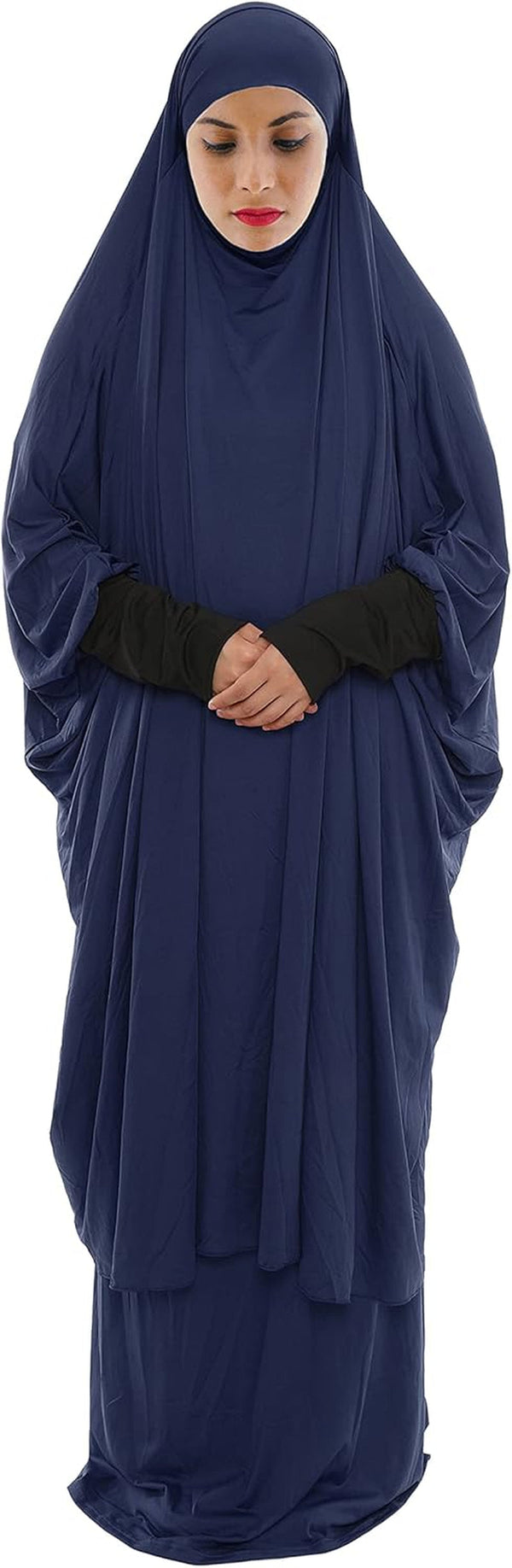 Women Muslim Prayer Dress Islamic Jilbab Eid Formal Gown 2-Piece Prayer Set