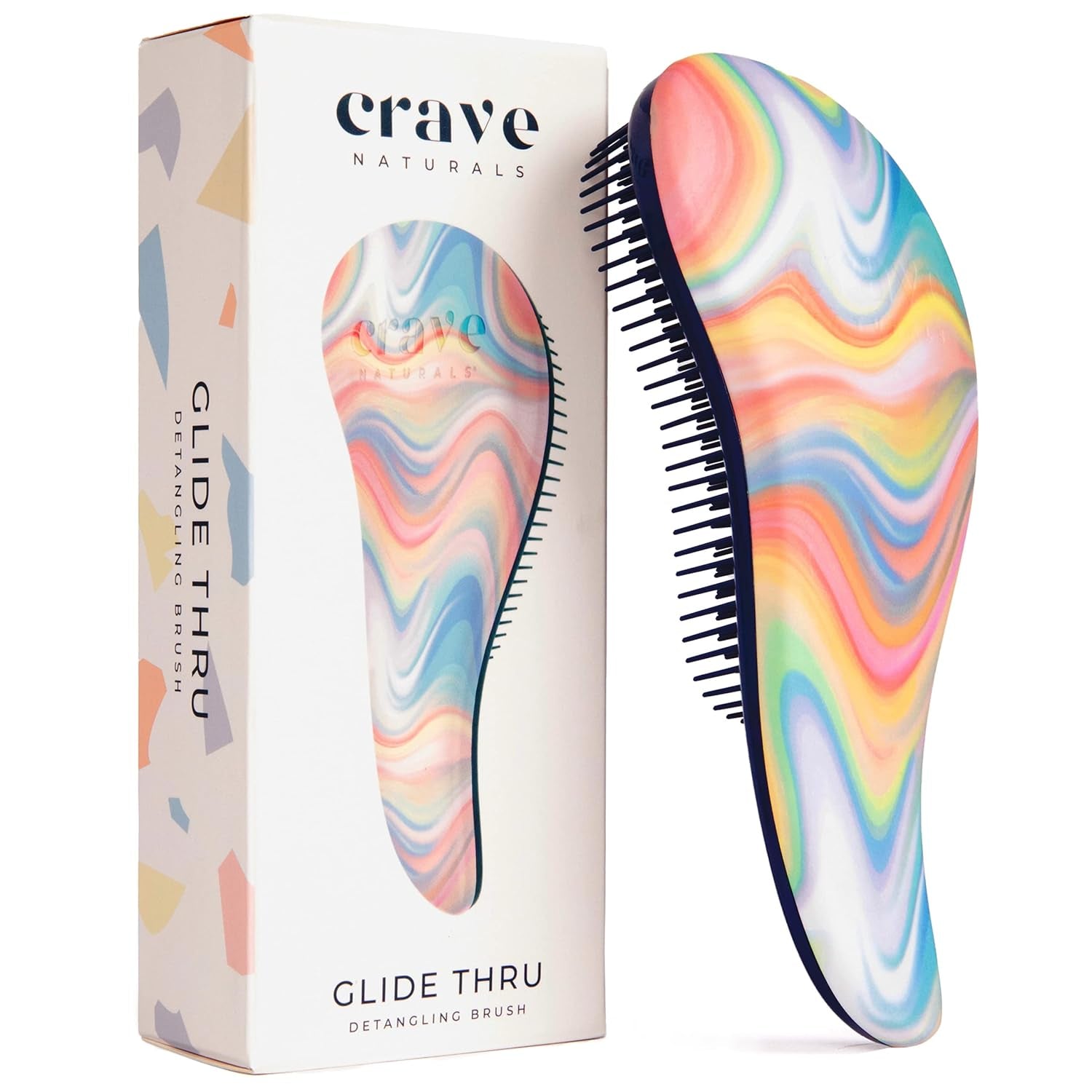 Glide Thru Detangling Brush for Adults and Kids - Detangler Hair Brush for Curly or Straight, Wet or Dry Hair - Gentle on Tangles Hairbrush and Comb - 7.5 X 3-Inch, Soft Hazy Swirl