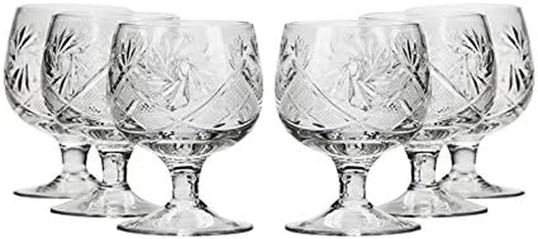 WG5290, 1.5-Oz Hand Made Vintage Russian Crystal Shot Glasses, Vodka Shots on a Stem, Set of 6