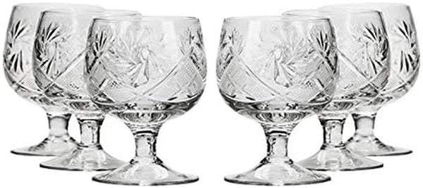 WG5290, 1.5-Oz Hand Made Vintage Russian Crystal Shot Glasses, Vodka Shots on a Stem, Set of 6