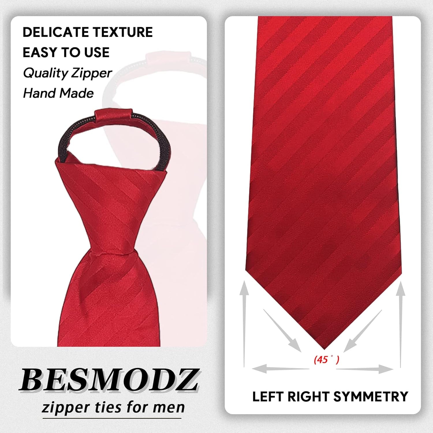 Men'S Lot 6 PCS Classic Zipper Ties Pretied Solid Color Necktie Set