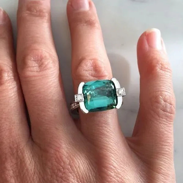 Exquisite Women'S 925 Sterling Silver Tsavorite Ring Princess Bride Wedding Engagement Band Jewelry Rings Size 5-11