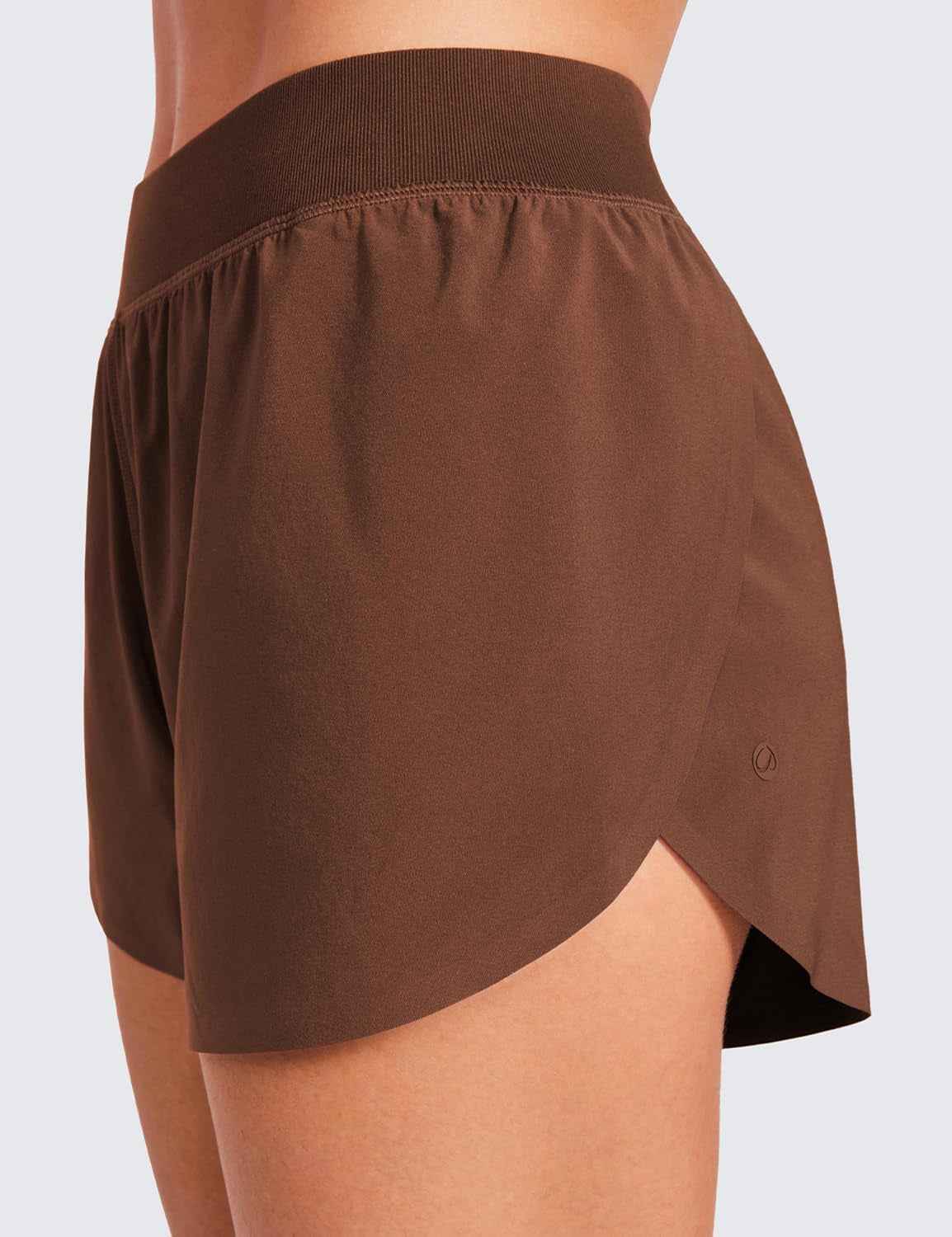 Mid Waisted Dolphin Athletic Shorts for Women 4" Lightweight High Split for Gym Workout with Liner Quick Dry
