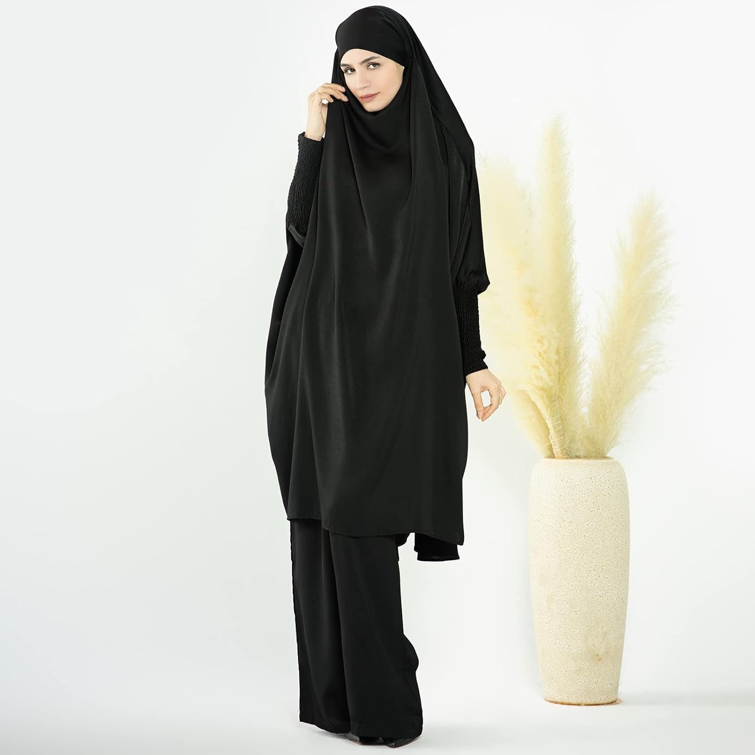 Abaya Muslim Modest Prayer Clothes with Hijab for Women 2-Piece All Cover Muslim Outfits Long Robe
