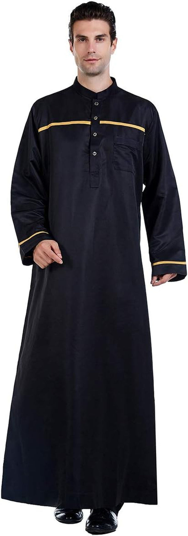 Men'S Muslim Clothes Durable Kaftan Robe Dubai Long Gown Ethnic Clothes,1Pc Soft Robe