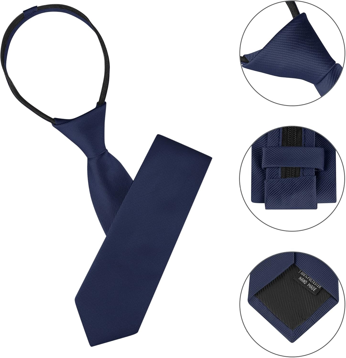 Men'S Skinny Pretied Solid Color Zipper Ties Neck Adjustable Strap Wedding Groom Tie