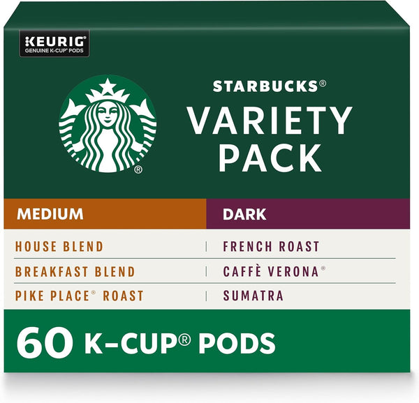 K-Cup Coffee Pods—Medium & Dark Roast Variety Pack for Keurig Brewers—100% Arabica—6 boxes (60 pods total)