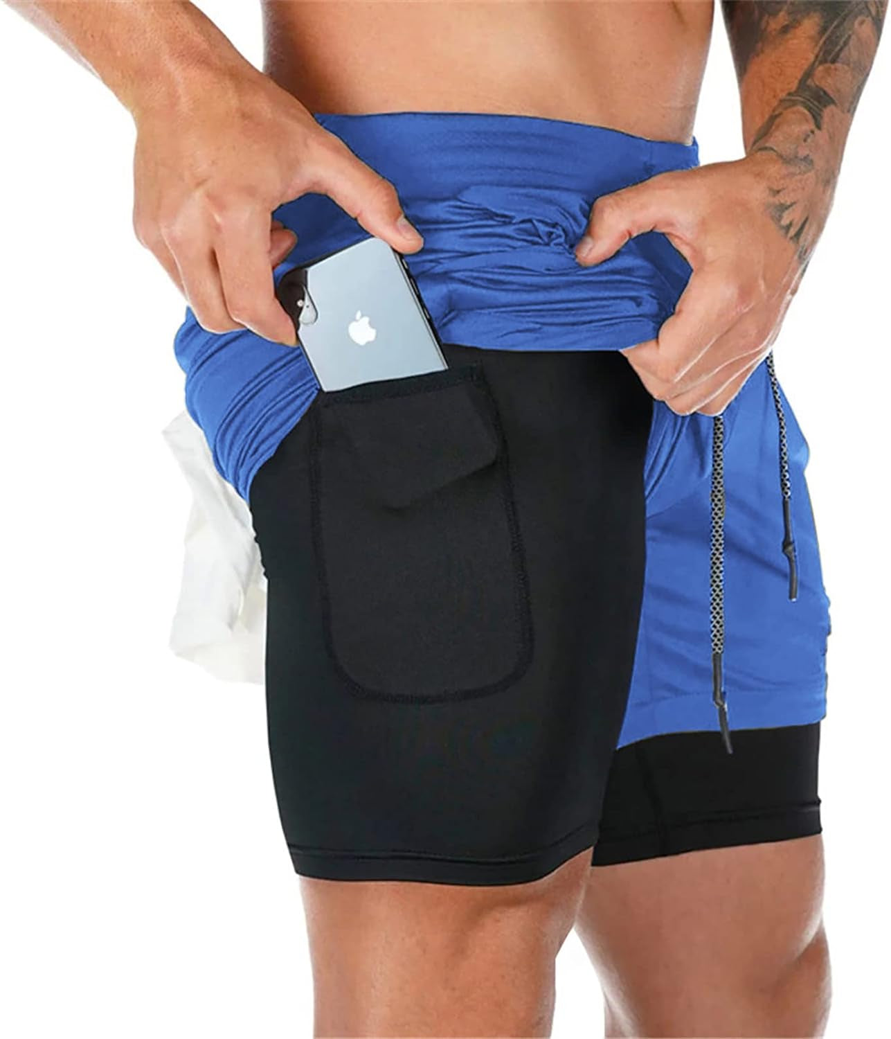 Mens Running Shorts，Workout Running Shorts for Men，2-In-1 Stealth Shorts，7-Inch Gym Yoga Outdoor Sports Shorts