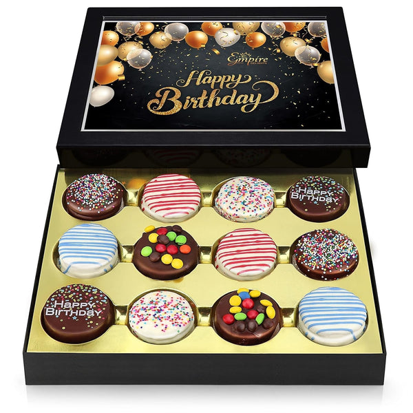 Birthday Cookies Gift Basket for Men and Women – Gourmet Chocolate Cookies, Happy Birthday Treats for Food Gifts by , 12 Count Chocolate Gift Box