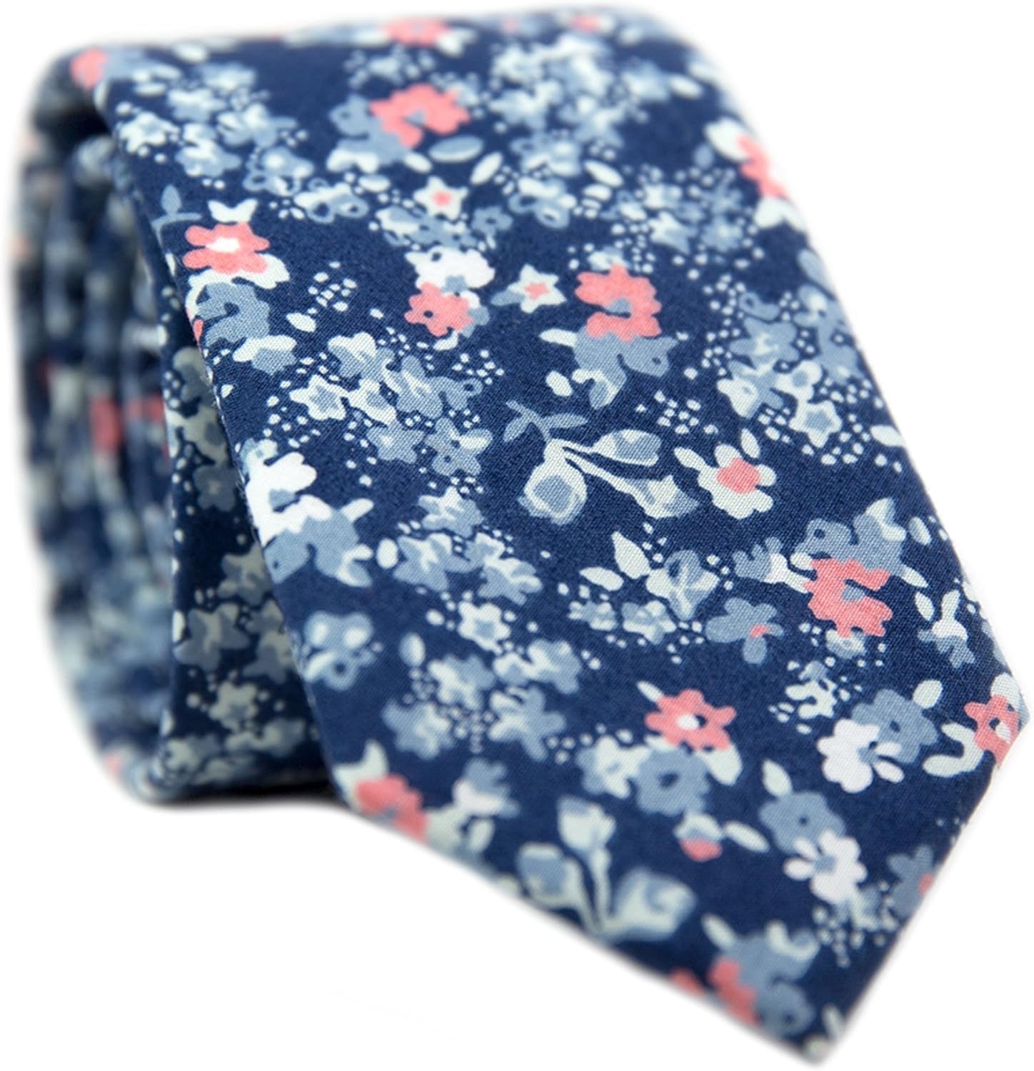 Men'S Skinny Tie Floral Print Cotton Necktie, Great for Weddings, Groom, Groomsmen, Missions, Dances, Gifts.