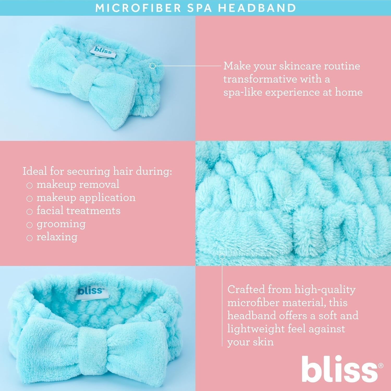 Women'S 2 Pack Microfiber Towel Headband - Spa Headband for Washing Face, Skin Care, Makeup, and Messy Hair Wrap - Preppy Stuff Shower Hair Accessories