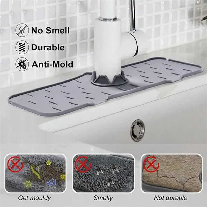 1Pcs Silicone Faucet Mat Water Ripples Kitchen Bathroom Drainage Pad Wash Basin Large Sink Splash Pad Countertop Protector