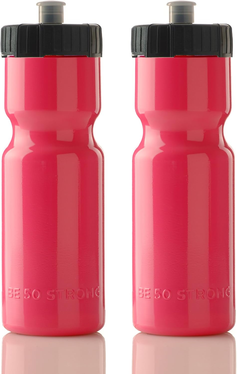Sports Water Bottles – Reusable 22 Oz Bpa-Free Plastic Bottles with Pull Top Cap – Made in USA – Top Rack Dishwasher Safe – Fits Most Bike Cages Brand