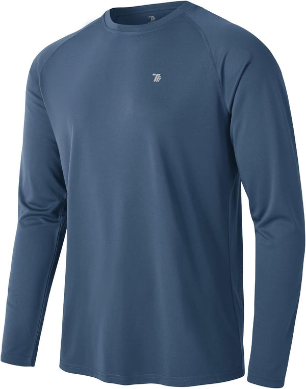 Mens Sun Protection Hiking Shirts Long Sleeve Water UPF 50+ SPF UV Shirts Lightweight Fishing Hiking Swimming