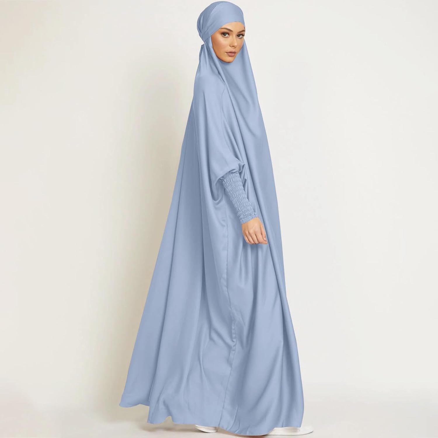 Jazvano Abaya Dress for Women 1Pc Eid Jilbab Muslim Prayer Clothes Islamic Modest Abayas Dubai Salah Robe