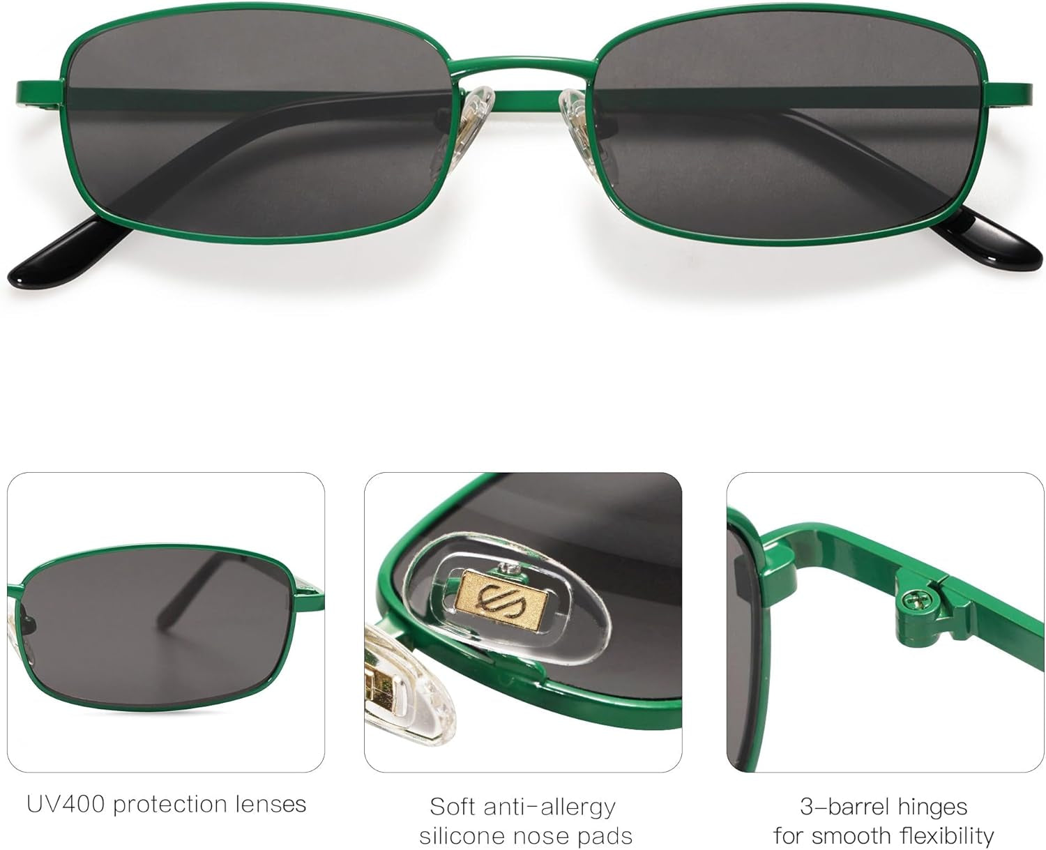 Small Y2K Narrow Rectangle Sunglasses Womens Mens Retro 80S 90S Skinny Sunnies SJ1187