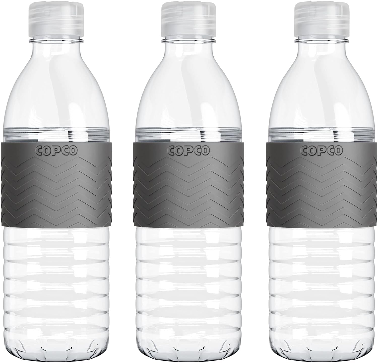 Hydra 20 Oz Tritan Water Bottle with Spill Resistant Lid & Non-Slip Sleeve (Set of 3) - Bpa-Free, Dishwasher Safe, Fits Cup Holders, Great for Gym, Travel, Office - Durable & Lightweight (Grey)
