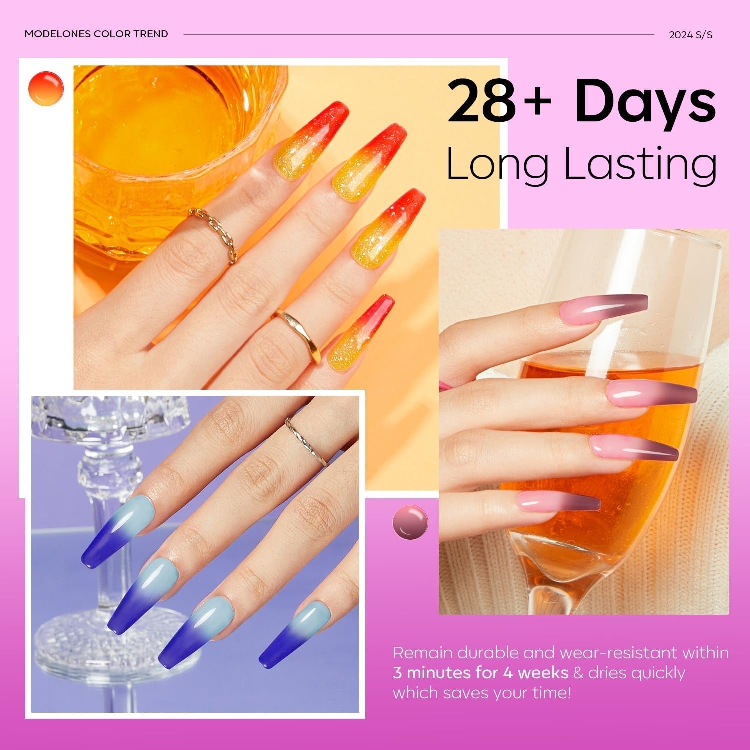 Color Changing Gel Nail Polish Set, 6 Colors Red Pink Glitter Blue Purple Mood Temperature Change Nail Polish Gel Set Soak off Nail Art Gel DIY Salon Manicure Gift