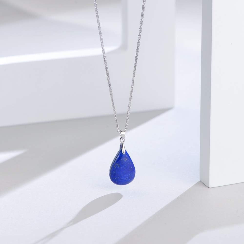 925 Sterling Silver Natural Crytral for Womens Pendant Necklace, Gemstone Birthstone with 17.8" Silver Chain Ladies