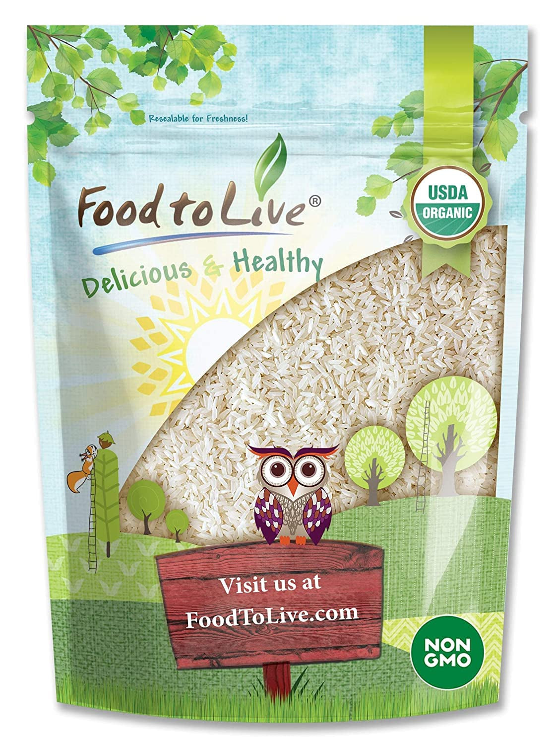 Organic Long Grain White Rice, 5 Pounds – Non-Gmo, Vegan, Kosher. Easy to Cook. Stays Separate and Fluffy. Low in Fat. Contains Iron. Perfect for Stuffing, Pilafs, Salads.
