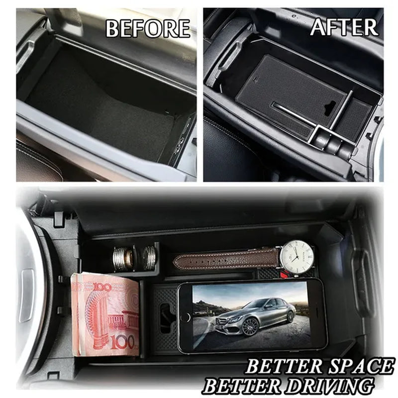 Xukey® Armrest Secondary Storage Box Center Console Glove Tray Center Console Organizer Insert Tray Car Accessories for Mercedes Benz C GLC Class W205 C180 C200 C260 C300 GLC200 GLC260 GLC300