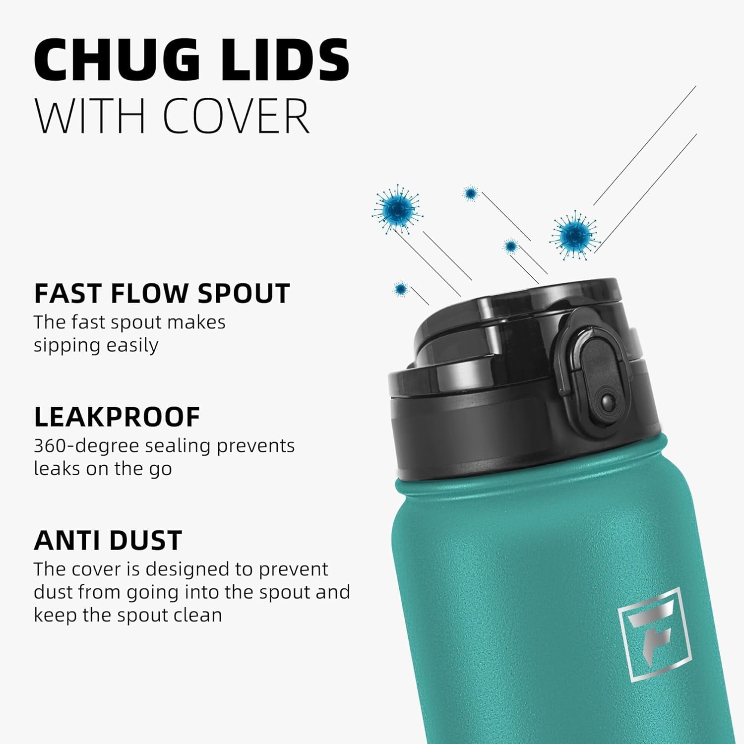 Leak & Sweat Proof with Anti-Dust Lid (Green Blue)