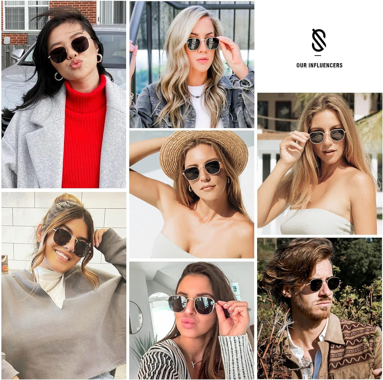 Square Polarized Sunglasses for Men Women Classic Vintage Retro Style