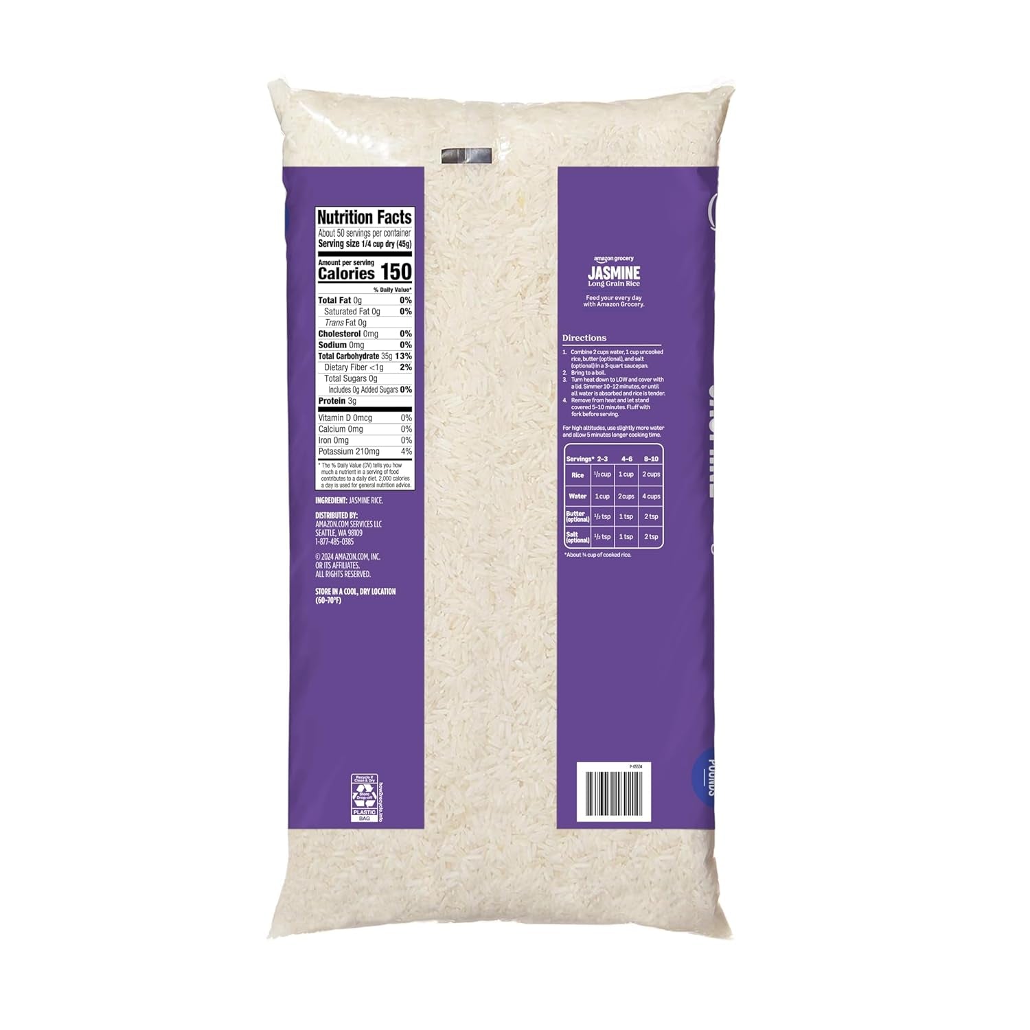 , Jasmine Long Grain Rice, 5 Lb (Previously Happy Belly, Packaging May Vary)