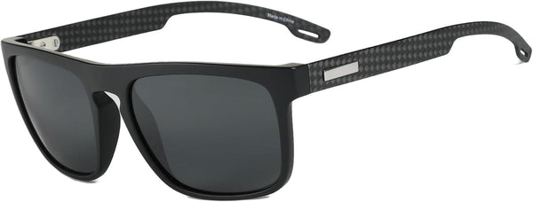 Polarized Sunglasses Men Square: Unbreakable TR90 Frame Carbon Fiber Temple UV400 Protection Sun Glasses for Driving