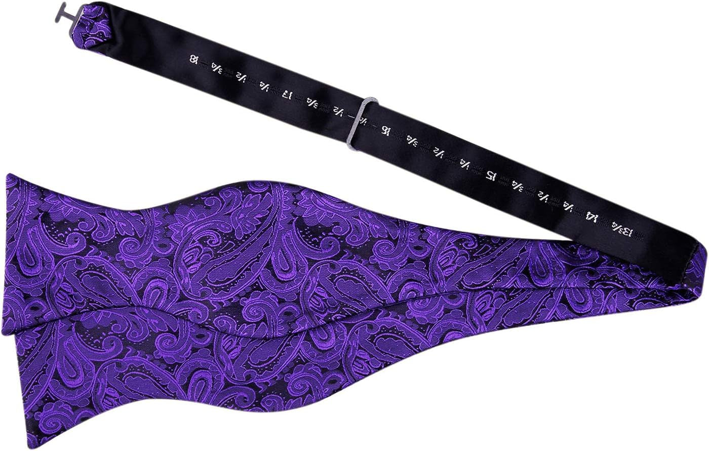 Mens Paisley Jacquard Self-Tie Bow Tie Pocket Square Set