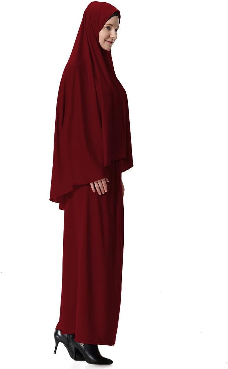 Muslim Islamic Women'S Khimar 2Pcs Sets Soft Distinctive Prayer Dress Hijab Abaya Suit(10 Colors Available)