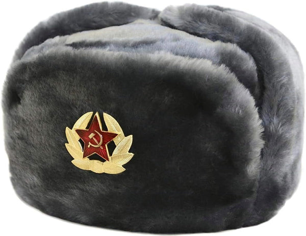 Russian Soviet Army Air Force Fur Military Winter Ushanka Hat GR Size XL