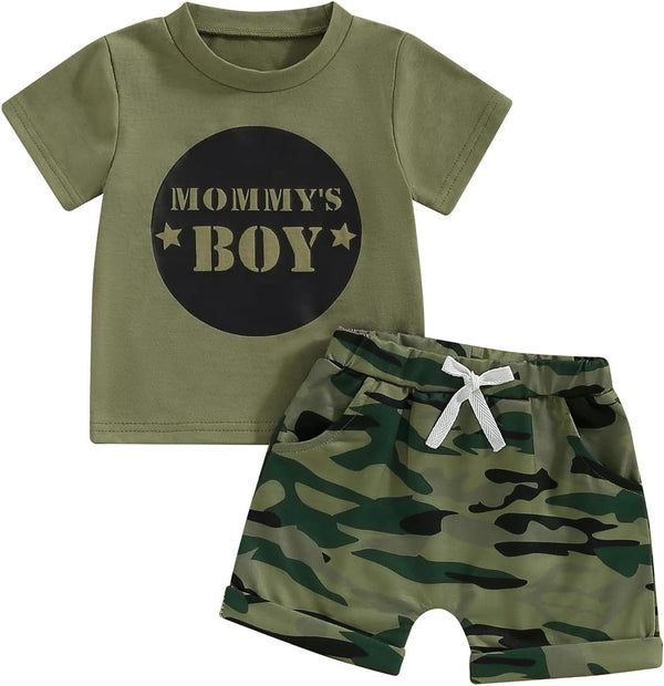 Baby Boy Summer Clothes Mommy Daddy Baby Boy T-Shirt +Camouflage Shorts Infant Toddler Boy Outfits Set