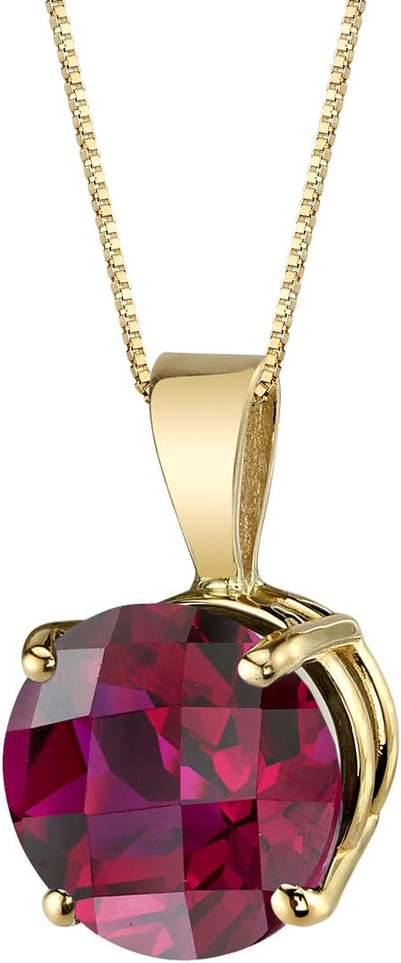 14K Yellow Gold Created Ruby Pendant for Women, Classic Solitaire, 2.50 Carats round Shape 8Mm, Valentine'S Gift for Her, Wife, Sister Valentines Gift for Women, Sparkling V-Day Gift